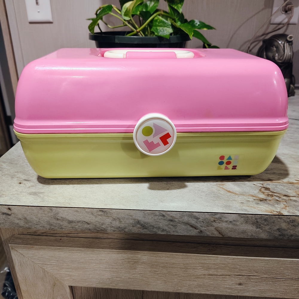 Pink & Green Makeup Organizer with Mirror
